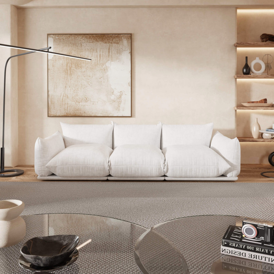Crenus Sereno 103.93" 3-Seater Sofa Chenille Floor Sectional Couch - Beige