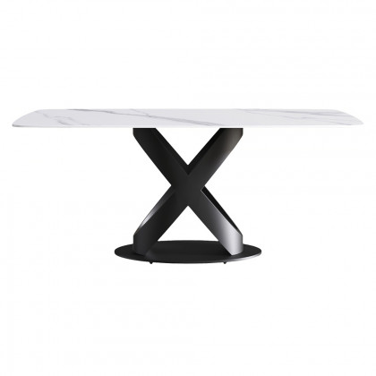 Crenus Luserna Curved Rectangular Dining Table - Black, 63"
