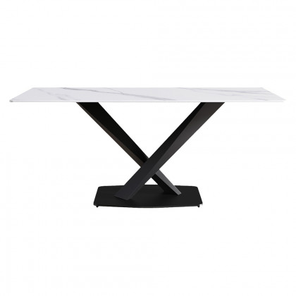 Crenus Pietra Rectangular Dining Table - Gray/Gold, 63"