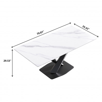 Crenus Pietra Rectangular Dining Table - Gray/Gold, 63"
