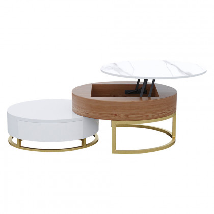 Crenus - Dolce Vita 31.5"-27.56" Round Lift-Top Wood Coffee Table