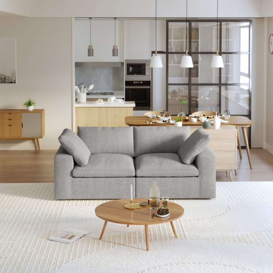 Crenus Cloud 80.3" Modular Sofa-LoveSeat Removable Sofa Cover - Light Gray
