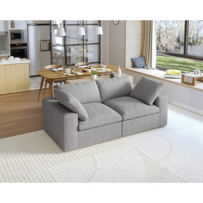 Crenus Cloud 80.3" Modular Sofa-LoveSeat Removable Sofa Cover - Light Gray