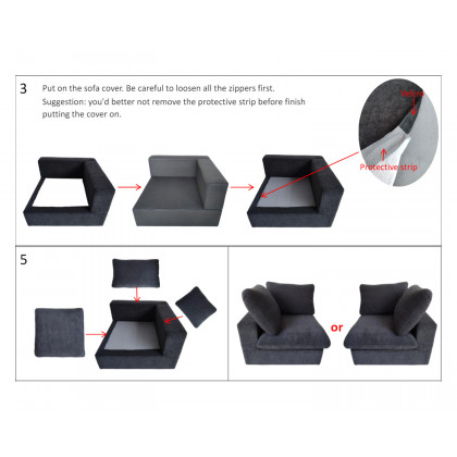 Crenus Cloud 80.3" Modular Sofa-LoveSeat Removable Sofa Cover - Light Gray