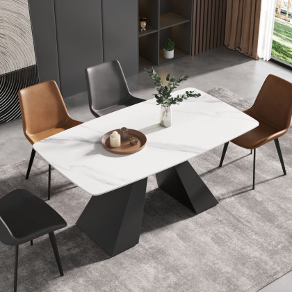Crenus La Regina Curved Rectangular Dining Table - Pandora/Black, 63"