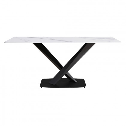 Crenus Pietra Rectangular Dining Table - Gray/Black, 63"