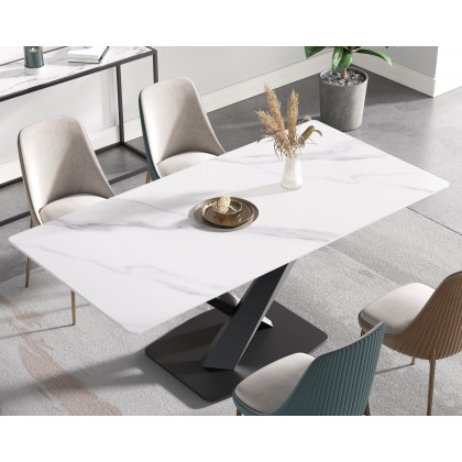 Crenus Pietra Rectangular Dining Table - Gray/Black, 63"
