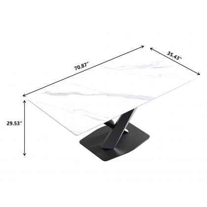 Crenus Pietra Rectangular Dining Table - Gray/Black, 63"