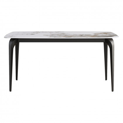 Crenus Sicilia Curved Rectangular Dining Table - Pandora/Gold, 70.87''