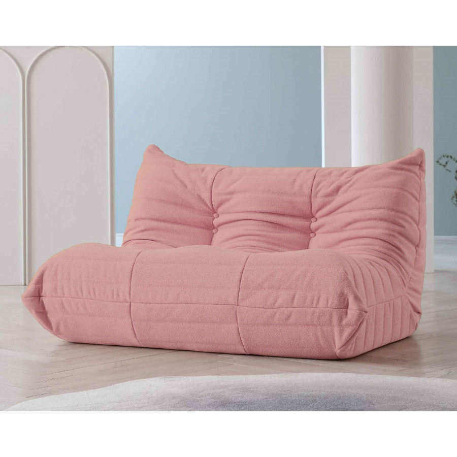 Crenus Caterpillar 53.15″ Floor Loveseat Sofa Teddy Velvet - Pink