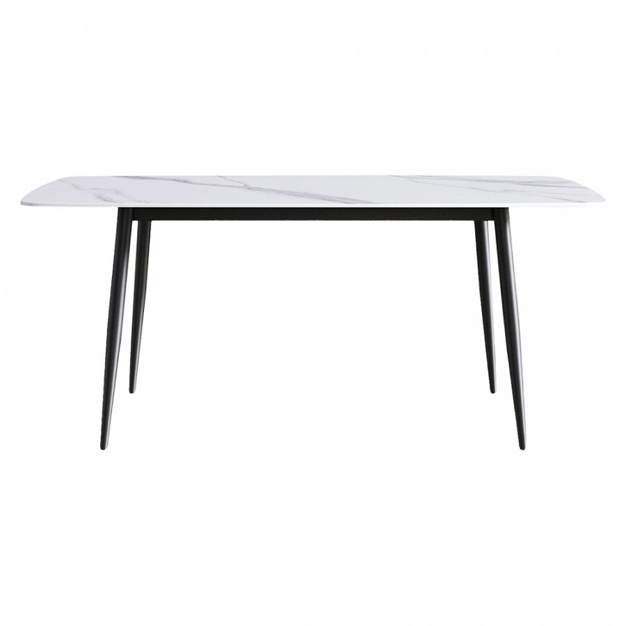 Crenus Cavaliere Curved Rectangular Dining Table - White/Black, 63"