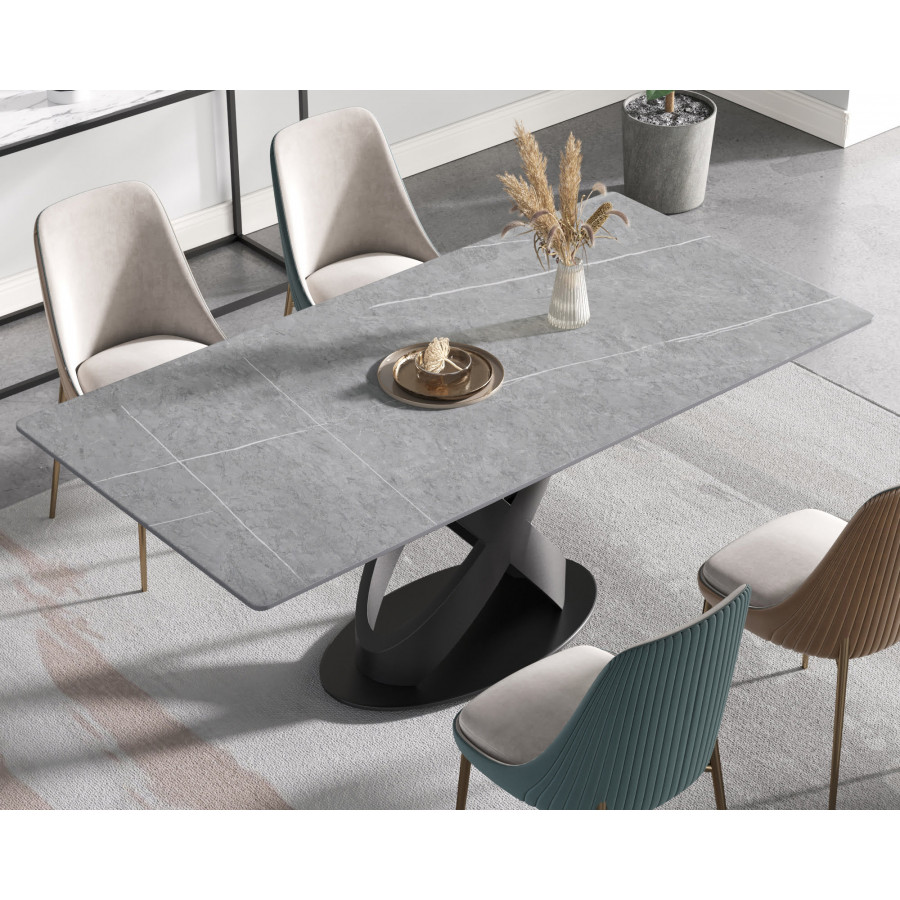 Crenus Basalto Rectangular Dining Table - Gray/Black, 70.87''