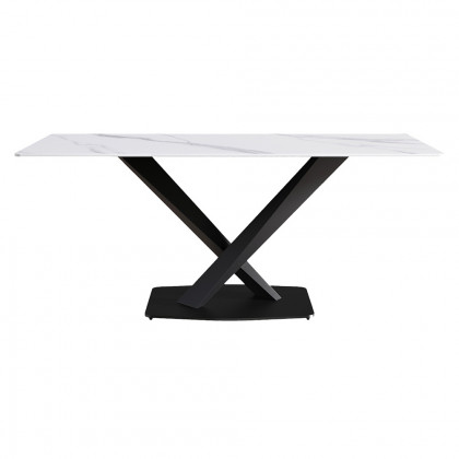 Crenus Pietra Rectangular Dining Table - White/Black, 63"