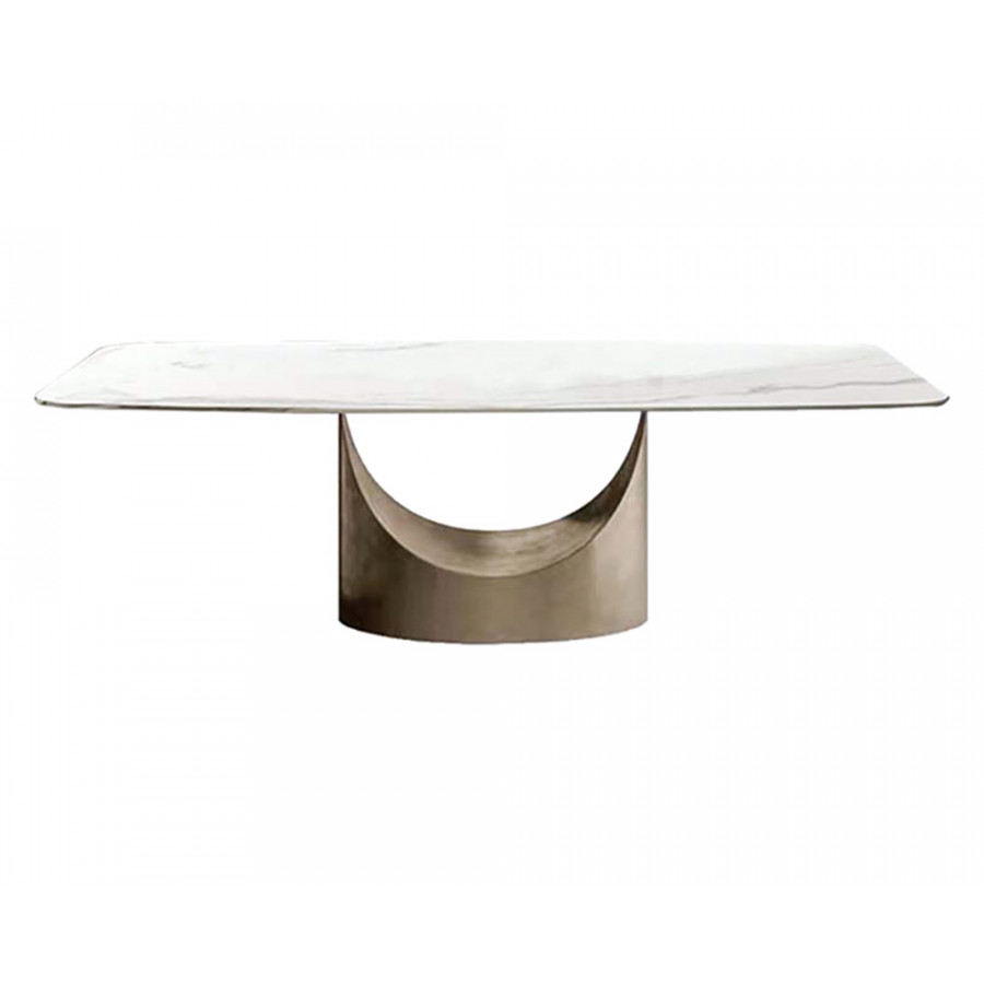 Crenus Hobart Rectangular Dining Table - White/Gold, 70.87''