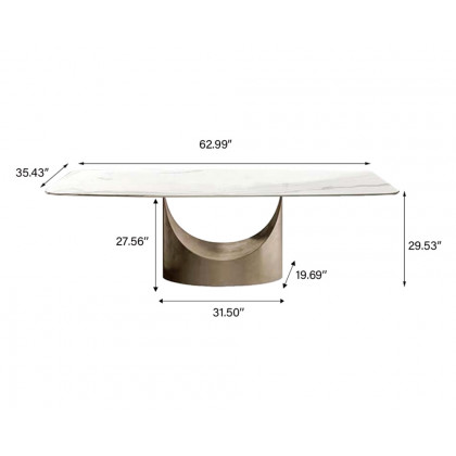 Crenus Hobart Rectangular Dining Table - White/Gold, 70.87''