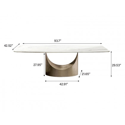 Crenus Hobart Rectangular Dining Table - White/Gold, 70.87''
