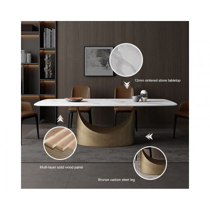 Crenus Hobart Rectangular Dining Table - White/Gold, 70.87''