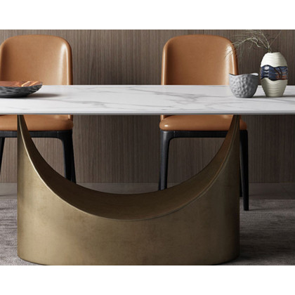 Crenus Hobart Rectangular Dining Table - White/Gold, 70.87''