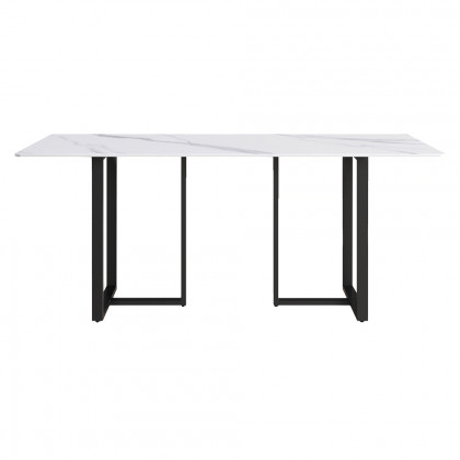 Crenus Trani Rectangular Dining Table - White/Black, 70.87''