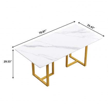 Crenus Trani Rectangular Dining Table - White/Black, 70.87''