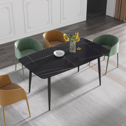 Crenus Cavaliere Curved Rectangular Dining Table - Black, 70.87''
