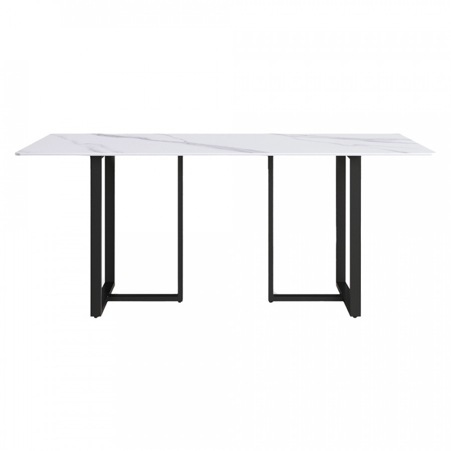 Crenus Trani Rectangular Dining Table - White/Black, 63"