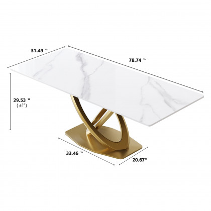 Crenus Marmo Dorato Rectangular Dining Table - White/Gold