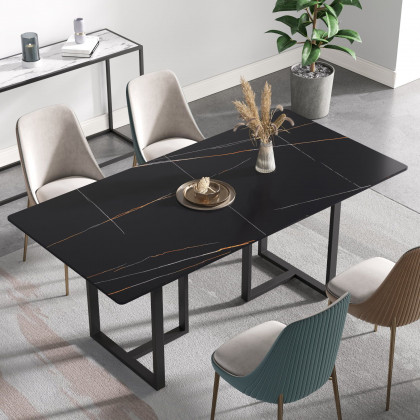 Crenus Trani Rectangular Dining Table - White/Gold, 63"