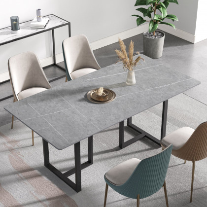 Crenus Trani Rectangular Dining Table - White/Gold, 63"