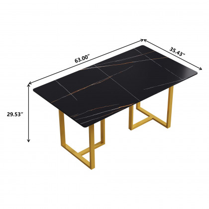 Crenus Trani Rectangular Dining Table - White/Gold, 63"