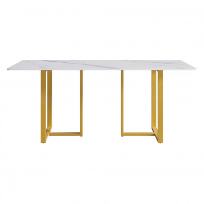 Crenus Trani Rectangular Dining Table - White/Gold, 63"