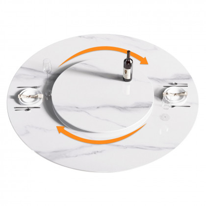 Crenus Raffinata Round Dining Table - White/Black, 59.05”