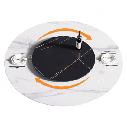 Crenus Raffinata Round Dining Table - White/Black, 59.05”