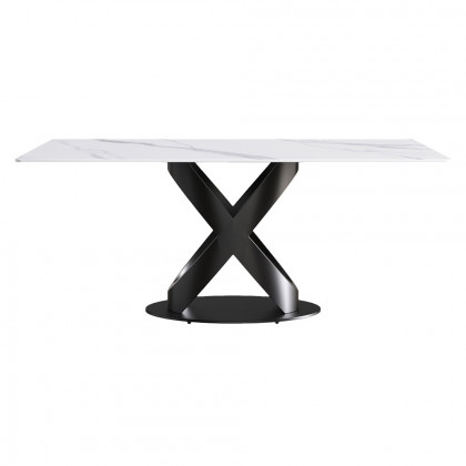 Crenus Basalto Rectangular Dining Table - Black/Gold, 63"