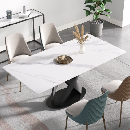 Crenus Basalto Rectangular Dining Table - Black/Gold, 63"