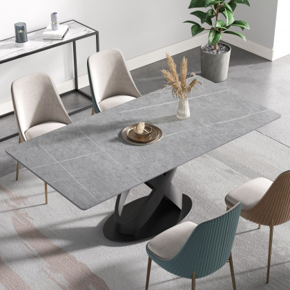 Crenus Basalto Rectangular Dining Table - Black/Gold, 63"