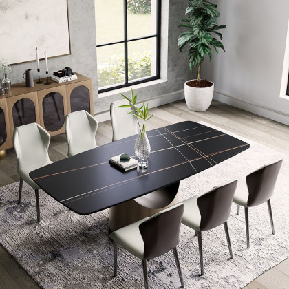 Crenus Hobart Rectangular Dining Table - White/Gold, 62.99”