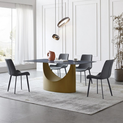 Crenus Hobart Rectangular Dining Table - White/Gold, 62.99”