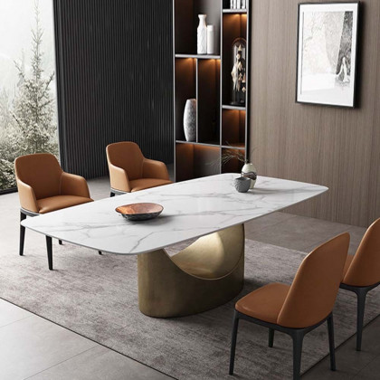 Crenus Hobart Rectangular Dining Table - White/Gold, 62.99”