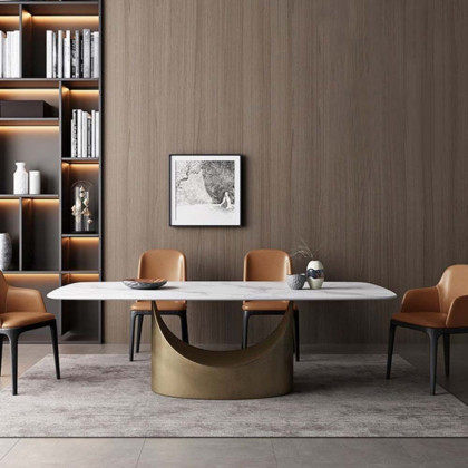 Crenus Hobart Rectangular Dining Table - White/Gold, 62.99”