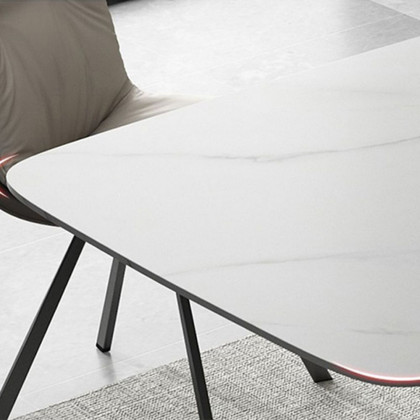 Crenus Hobart Rectangular Dining Table - White/Gold, 62.99”