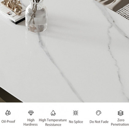 Crenus Hobart Rectangular Dining Table - White/Gold, 62.99”