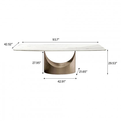 Crenus Hobart Rectangular Dining Table - White/Gold, 62.99”