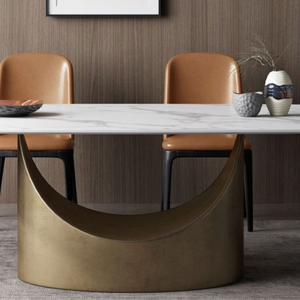 Crenus Hobart Rectangular Dining Table - White/Gold, 62.99”