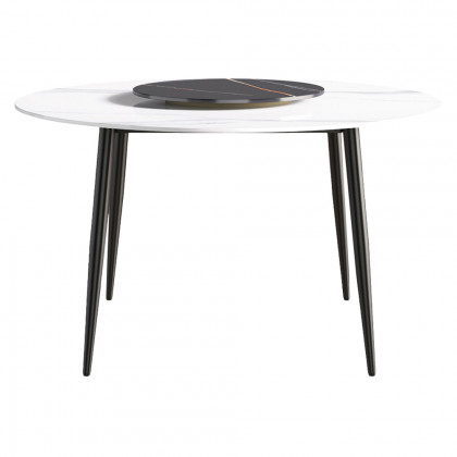 Crenus Lazy Sysan Round Dining Table - White/Gold, 53.15”