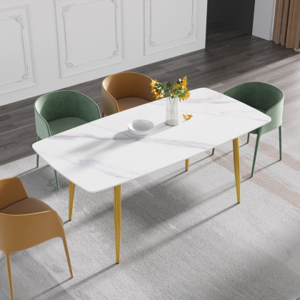 Crenus Cavaliere Curved Rectangular Dining Table - White/Black, 70.87''