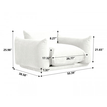 Crenus Sereno 50.39" Single Armrest Sofa Chenille Floor Sofa - Black