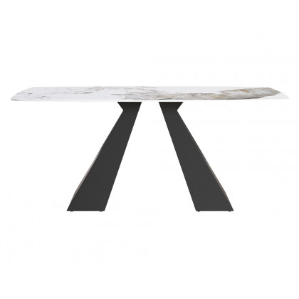 Crenus La Regina Curved Rectangular Dining Table - Black/Gold, 70.87''