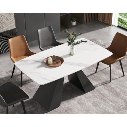 Crenus La Regina Curved Rectangular Dining Table - Black/Gold, 70.87''