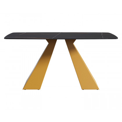 Crenus La Regina Curved Rectangular Dining Table - Black/Gold, 70.87''